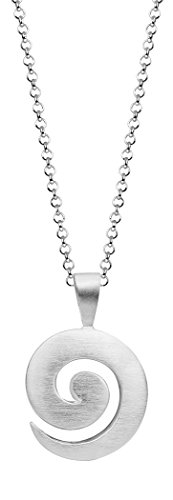 Nenalina Damen Halskette mit Spiral Anhänger gebürstet 21 mm, Gliederkette mit Karabiner, Halskette für Frauen mit Anhänger, Damen-Silberkette lang, 925 Sterling Silber, Länge 90 cm, KAS-010