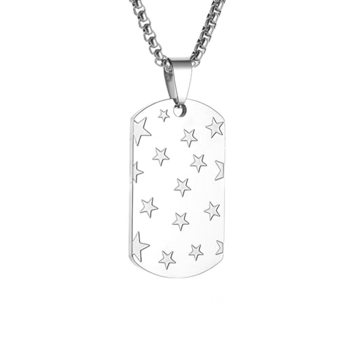 IOETSEUT Halsband Halskette Gothic Halskette Kette Davidstern Siegel Anhänger Pentagramm Dog Tag Halskette Herrenmode Casual Sport Anhänger Hip Hop Accessoires Beste Freundin Geschenke Freundschaft