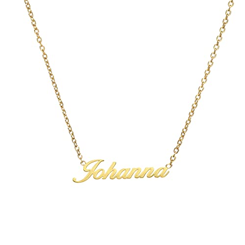 ANDANTE Premium Collection - Namenskette Johanna 14K Gold Edelstahl Halskette Personalisierte Kette mit Namen - längenverstellbar 43 cm - 48 cm