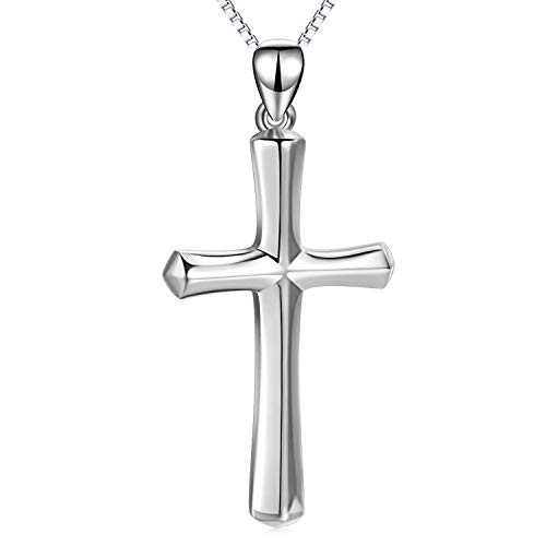 YAFEINI Kreuz Anhänger Kette 925 Sterling Silber Religiöse Kreuz Anhänger Halskette mit Gravur Faith Hope Love Schmuck für Damen Mädchen