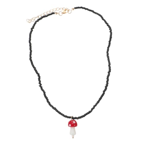 WRITWAA 1stk Reisperlen-pilz-halskette Statement-halskette Für Frauen Antiker Schmuck Valentinskette Elegante Halskette Schwarze Halsketten Für Frauen Handschmuck Boho-schmuck Black Harz