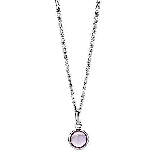 OROVI Schmuck Damen runde Amethyst Kette mit Kettenanhänger Edelstein/Geburtsstein natürlicher Amethyst in Lila Zeitlose klassische Silberkette Halskette aus 925 Sterling Silber, 46 cm lang