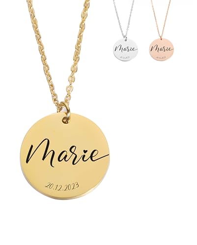 XELLENZ Personalisierte Kette mit Namen, Individuelle Kette Mit Gravur als Taufgeschenke für Mädchen, Personalisierte Geschenke für Frauen, Geschenk mama geburtstagsgeschenk für freundin