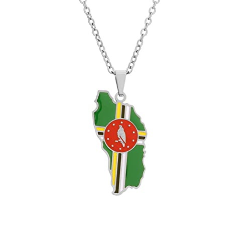 Cernomal Dominica-Karte-Flagge-Anhänger-Halskette – Party-Kleid-Accessoires, Ethno-Stil, Charm-Halsband, Patriotisches Symbol, Krawatte, Geschenk, Karte-Pullover-Kette Für Unisex-Schmu