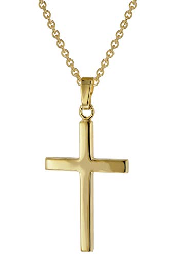 trendor Kreuz Gold 333/8kt mit vergoldeter Silberkette zauberhafter Halsschmuck für Damen, diese Halskette ist eine tolle Geschenkidee, 39788-50 50 cm