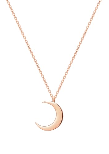 Happiness Boutique Damen Halbmond Kette in Rosegold | Zarte Kette mit Mond Anhänger Edelstahlschmuck