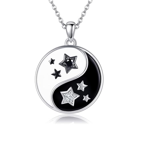 DAYLINLOVE Yin Yang Halskette 925 Sterling Silber Tai Chi Anhänger Yin Yang Schmuck Geschenke für Frauen Männer