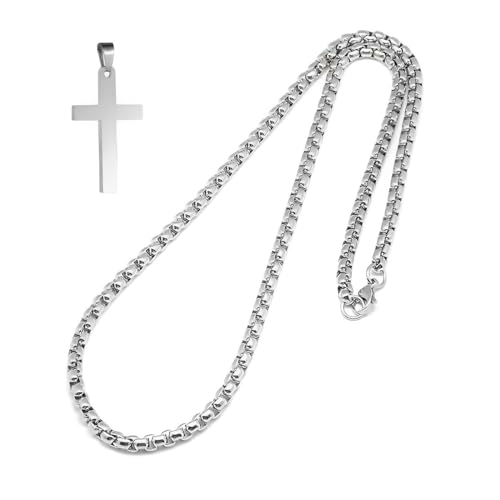 HQRKOTM 1 PCS Kreuz Kette Herren Ketten Für Herren Cross Silber Kette mit Kreuz Anhänger Kette Schmuck Herren