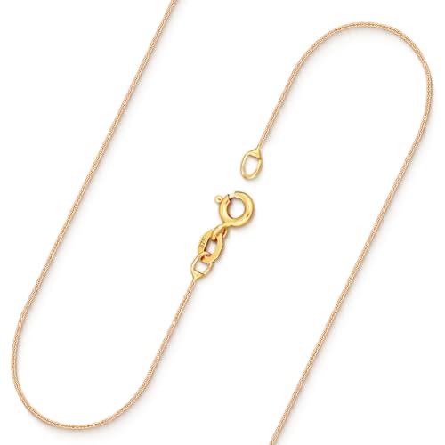 EDELIND Sehr feine Damen Goldkette Echtgold | Halskette in 375/9K Gelbgold | Stilvolle Eleganz Kette für Damen | 45 cm Länge | ca. 0.9 Gramm | Made in Germany