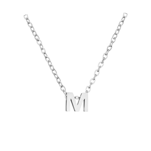 Dislsokrhov Halskette Damen Namenskette Edelstahl Silber Namen Kette Mit Kleinem Herz Buchstaben Anhänger Personalisierte Initial Kette Für Damen Mädchen Beste Freundin Geschenk Schmuck #4M One Size