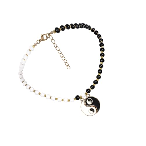 VALICLUD Tai Chi acht Diagramme Halskette Perlenkette Halskette mit Yin-Yang-Anhänger decoratiuni craciun hochzeitsschmuck Perlenhalsband Yin-Yang-Schlüsselbein-Halskette Kunststoff