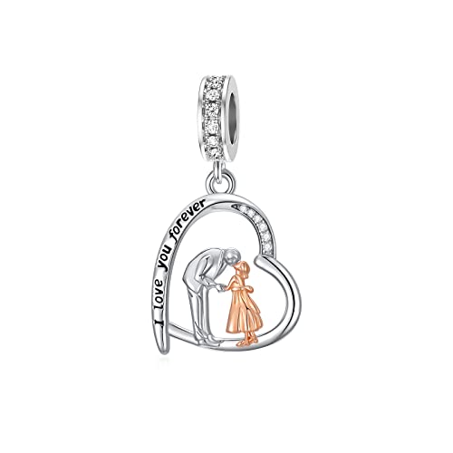 enjoylifecreative Vater Tochter Charm fit Pandora Charms Armband 925 Sterling Silber Papa Tochter Charms für Armbänder Geburtstag Valentinstag Geschenke für Tochter