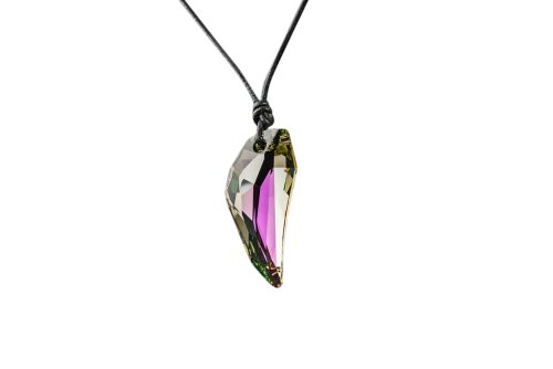 Kristallwerk, Damen Lederkette mit 50mm Swarovski Elements Pegasus Pendant in der Farbe Crystal Luminous Green