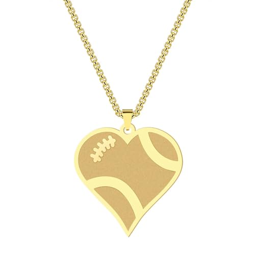 Neue vergoldete herz fußball anhänger halskette für männer frauen edelstahl liebe charme box kette paar schmuck geschenk