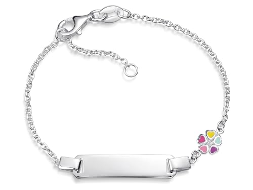 SILBERKETTEN STORE DEIN SCHMUCK ONLINE SHOP Kinder/Baby Gravur-Armband Erbse 1,5mm mit Blume |inklusive Gravur | echt 925 Silber