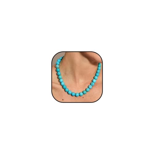 Jovono Boho-Halskette, 10 mm, türkis, blaue Perlen, Halskette, Ketten, Strand, runde Perlen, Choker-Halsketten für Damen, /