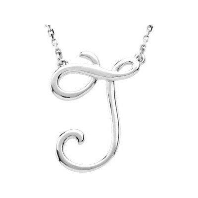 Kette Halskette Modeschmuck Buchstabe J Sterling Silber 40,64 cm - JewelryWeb