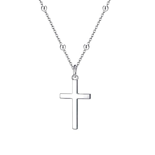 KALVICA Kreuz Kette für Damen Herren Kette mit Kreuz Anhänger Silber Kreuz Anhänger Halskette Christentum Religiöse Geschenke Schmuck