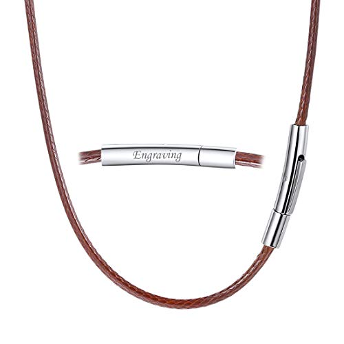 PROSTEEL Damen Halskette 2mm Braune Kunstleder geflochten Lederkette Jungen Mädchen Lederband 41cm/16 Kette mit personalisiertem Edelstahl Verschluss Accessoire für Anhänger