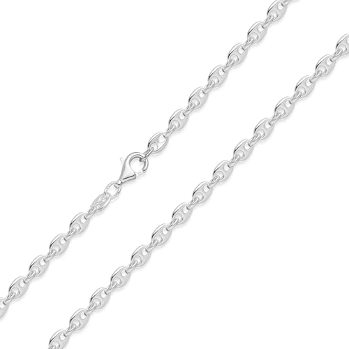 MATERIA Flache Kaffeebohne Kette 925 Sterling Silber - Damen Halskette Silberkette K106-45 cm