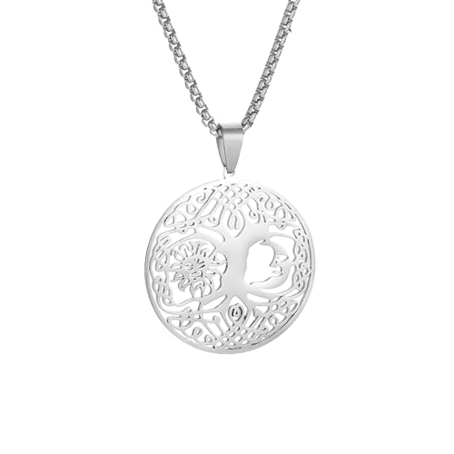 Halskette Gothic Halskette Kette Glänzender Irischer Knoten Sonne und Mond Baum des Lebens Anhänger Natur Alle Dinge Halskette Mode Viel Glück Amulett Schmuck beste Freundin Geschenke Freundschaft