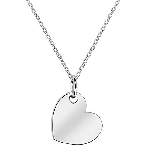 MATERIA kleine Herz-Kette Silber 925-925 Silber Anhänger Damen Mädchen Liebe 42-45cm in Schmuck Box KA-452-Ohne Gravur