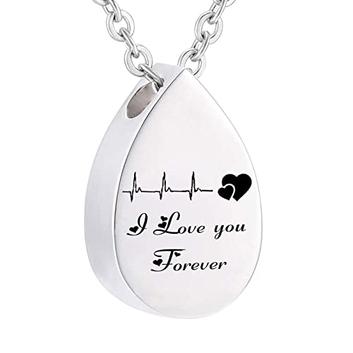 Daesar Anhänger Kette Silber 60CM, Asche Halskette Edelstahl Damen Tropfen Dog Tag mit Gravur I Love You Forever