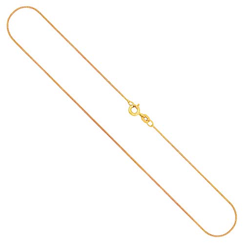 EDELIND Feine Panzerkette Gold 1,1 mm | 14 Karat | Länge 34 cm | Damen Goldkette Herren 585 Echtgold | Kette Damen aus Gelbgold ohne Anhänger | Halskette Damen Mädchen Gold Schmuck Geschenk Box