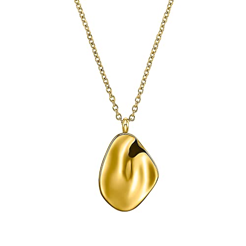 s.Oliver Kette mit Anhänger Edelstahl Damen Halsschmuck, 55+5 cm, Gold, Kommt in Schmuck Geschenk Box, 2033896