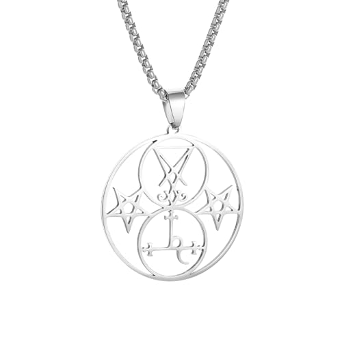 Halskette Gothic Halskette Kette Einfacher Schnitt Geometrisch Spezial Siegel Hexerei Pentagramm Anhänger für Männer und Frauen Punk Exorzismus Amulett Geschenk beste Freundin Geschenke Freundschaft