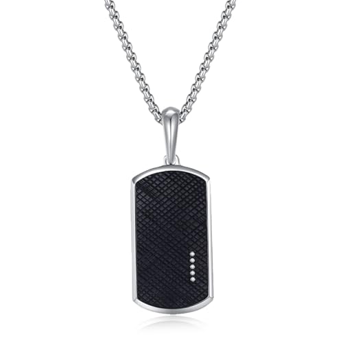 GAVU Herren Edelstahl Halskette mit Dog Tag Anhänger und Silberkette 50cm