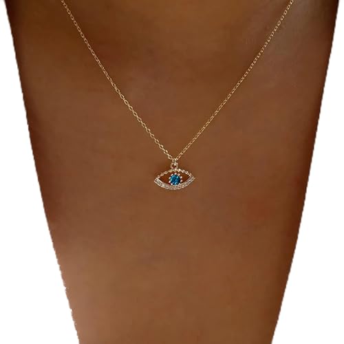 TseenYi Cz Bösen Blick Halskette Gold Bösen Blick Anhänger Halskette Kristall Edelstein Choker Halskette Funkelnden Cz Strass Auge Anhänger Halskette Kette Schmuck Für Frauen Mädchen Geschenke