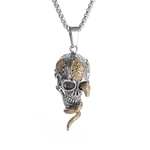 Choker Halskette Gothic Halskette Kette Retro Gothic Schlange Wrapped Skull Anhänger Halskette für Männer Jungen Punk Rock Halloween Party Schmuck Geschenk beste Freundin Geschenke Freundschaft