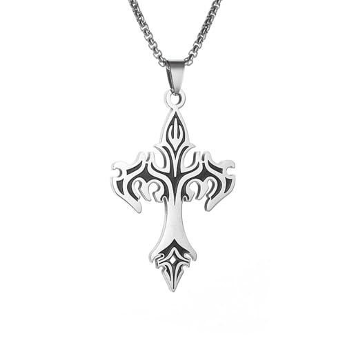 IOETSEUT Choker Halskette Gothic Halskette Kette Heilige Flamme Kreuz Anhänger Halskette für Frauen Männer Mode Hip Hop Punk Schmuck Beste Freundin Geschenke Freundschaft