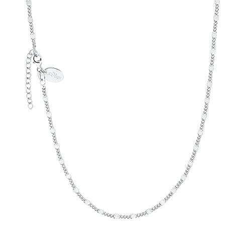 s.Oliver Halskette 925 Sterling Silber Damen Halskette, 42+3 cm, Silber, Kommt in Schmuck Geschenk Box, 2032901