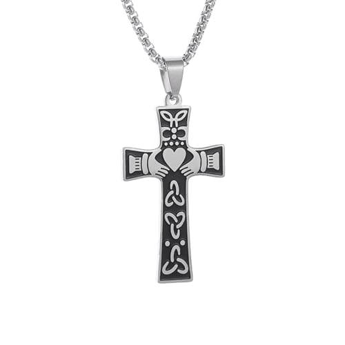 Halskette Gothic Halskette Kette Klassischer keltischer Knoten Irisches Kreuz Anhänger Halskette für Männer Frauen Religiöses Amulett Schöner Schmuck Geschenk beste Freundin Geschenke Freundschaft