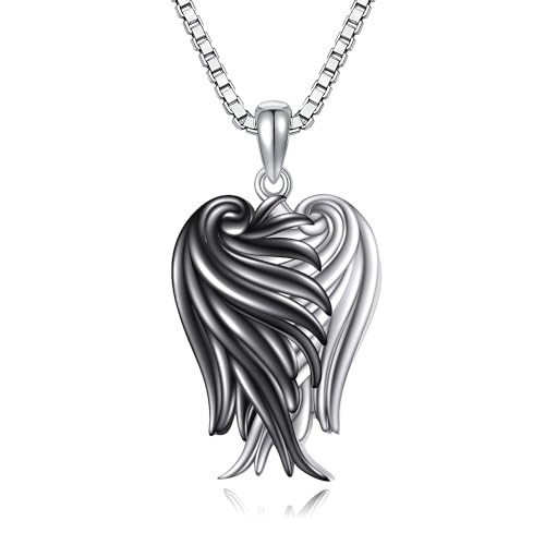 VONALA Engelsflügel Kette 925 Sterling Silber Engelsflügel Anhänger Schutzengel Kette Engelsrufer Anhänger Schmuck Geschenke für Damen Mädchen