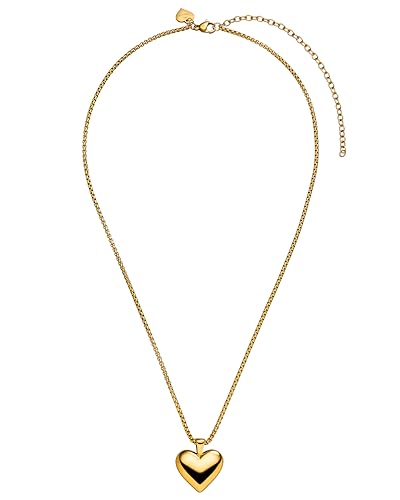 Purelei® Lovebird Kette (Gold) – Elegante, verspielte Halskette – Edelstahl 18K vergoldet – schhöne Damen Kette mit Herzanhänger – Hawaiianisch inspiriert & wasserfest