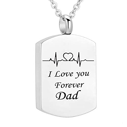 Daesar Silber Kette 60CM Edelstahl, Urnen Anhänger Halskette Dog Tag mit Gravur I Love You Forever Dad