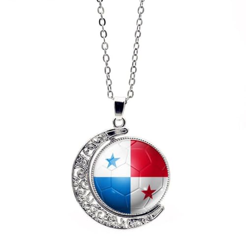 GONMFKM Modische Halskette Mit Panama-Flaggen-Anhänger – Retro-Ethno-Hip-Hop-Fußball-Druck, Doppelseitiger Drehbarer Charm-Halsband, Für Damen Und Herren, Schlüsselbeinkette, Pullover, Dünne Kette,