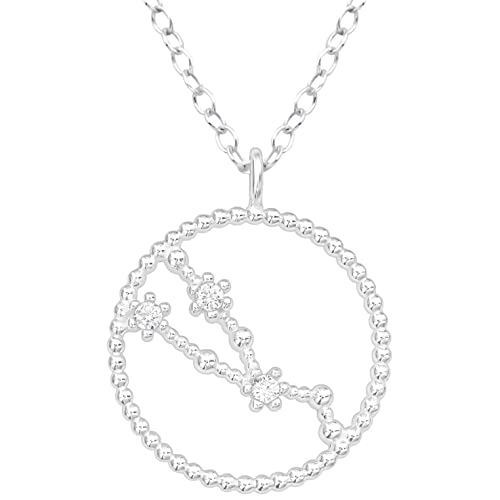 EYS JEWELRY Sternzeichen Kette Stier Halskette Damen Silber 925 mit Anhänger Sternbild Zirkonia Kristalle Geschenke für Frauen Freundin Silberkette 45 cm im Schmucketui