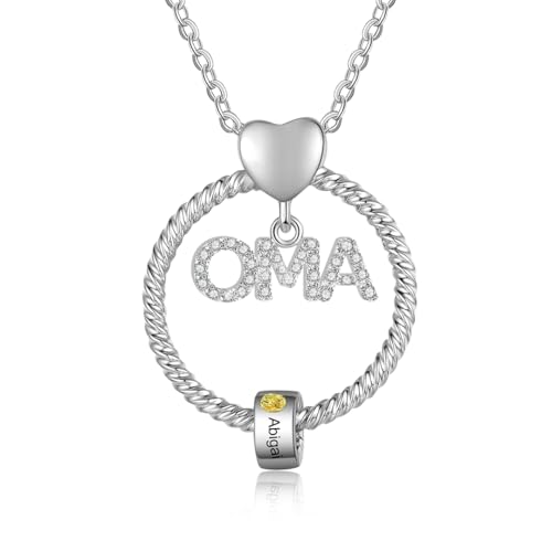 jewelora Personalisierte Namenskette für Oma Damen Kette mit Gravur Geburtsstein Geschenk für Oma, Geburtstag, Weihnachten (Silber-name 1)