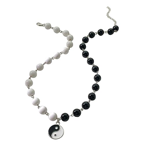 XINYIN Yin Yang Taichi Anhänger Halskette Amulette Schmuck Mode Yin Yang Lange Kette Pullover verstellbar Schmuck Geschenk Frauen Teenager Yin und Yang Anhänger Choker