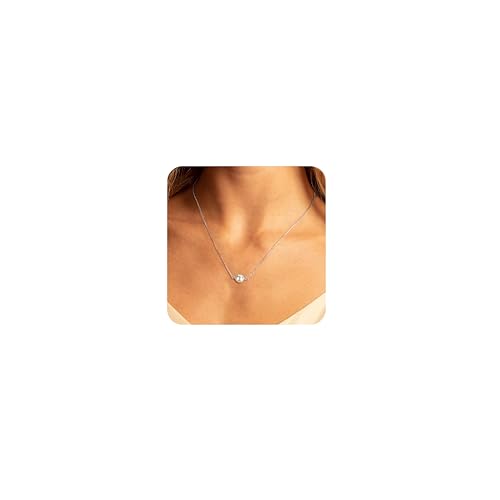 JeweBella Perlenkette Damen Silberkette 925 mit Weiße Runde Simulierte Muscheln Perlen Anhänger Hypoallergen Perlen Choker Kette Silber/Gold/Rose Gold