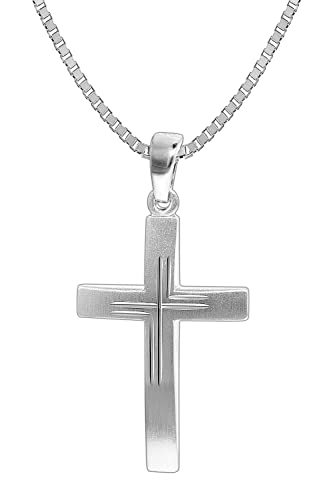 trendor Herren-Halskette mit Kreuz 925 Silber 50 cm Kreuz Kette 50 cm Silber 925, modische Geschenkidee, zeitloser Herrenschmuck 35850