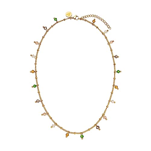 Purelei® Boho Halskette (Gold, Rosegold), Wasserfestes Filigrane Halskette für Damen, Kette aus Edelstahl mit bunten Glasperlen, Geschenke für Damen, 40-45 cm cm Länge verstellbar (Gold)