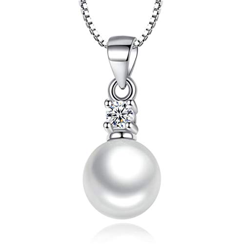 Perle Süßwasser mit Zirkonia Halskette Anhänger Silberkette Damen 925 Halsketten für Frauen Schmuck Damen Geschenk für Frauen