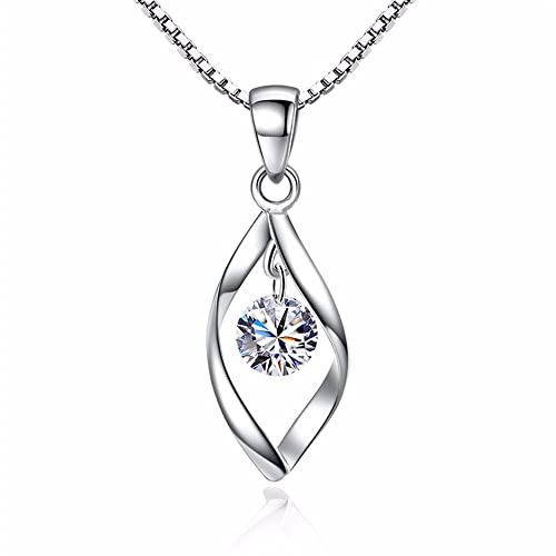 Damen Schmuck, Halskette Silber mit Anhänger 925 Sterling Silber Zirkonia Kette, Schmuck, Damen Mädchen, Anhänger mit Perle, Silberkette, Damenschmuck, Geschenk für Weihnachten, Geburtstagsfeiern