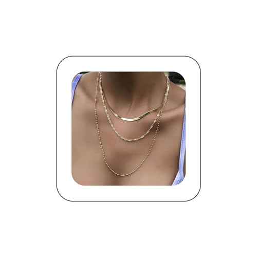 Yienate Boho Geschichtet Schlange Kette Halskette Gold Perlen Halskette Mode Fischgrät Choker Halskette Mehrschichtige Erklärung Schlange Perlen Halskette Schmuck Für Frauen Und Mädchen