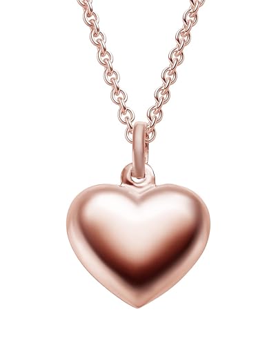 Amoonic Herzkette Halskette Damen Rosegold (Silber 925 vergoldet) | Frauen Kette mit Herz Anhänger Ich liebe Dich | Schmuck-Geschenk für Freundin Frau Ehefrau zum Jahrestag Hochzeitstag Geburtstag